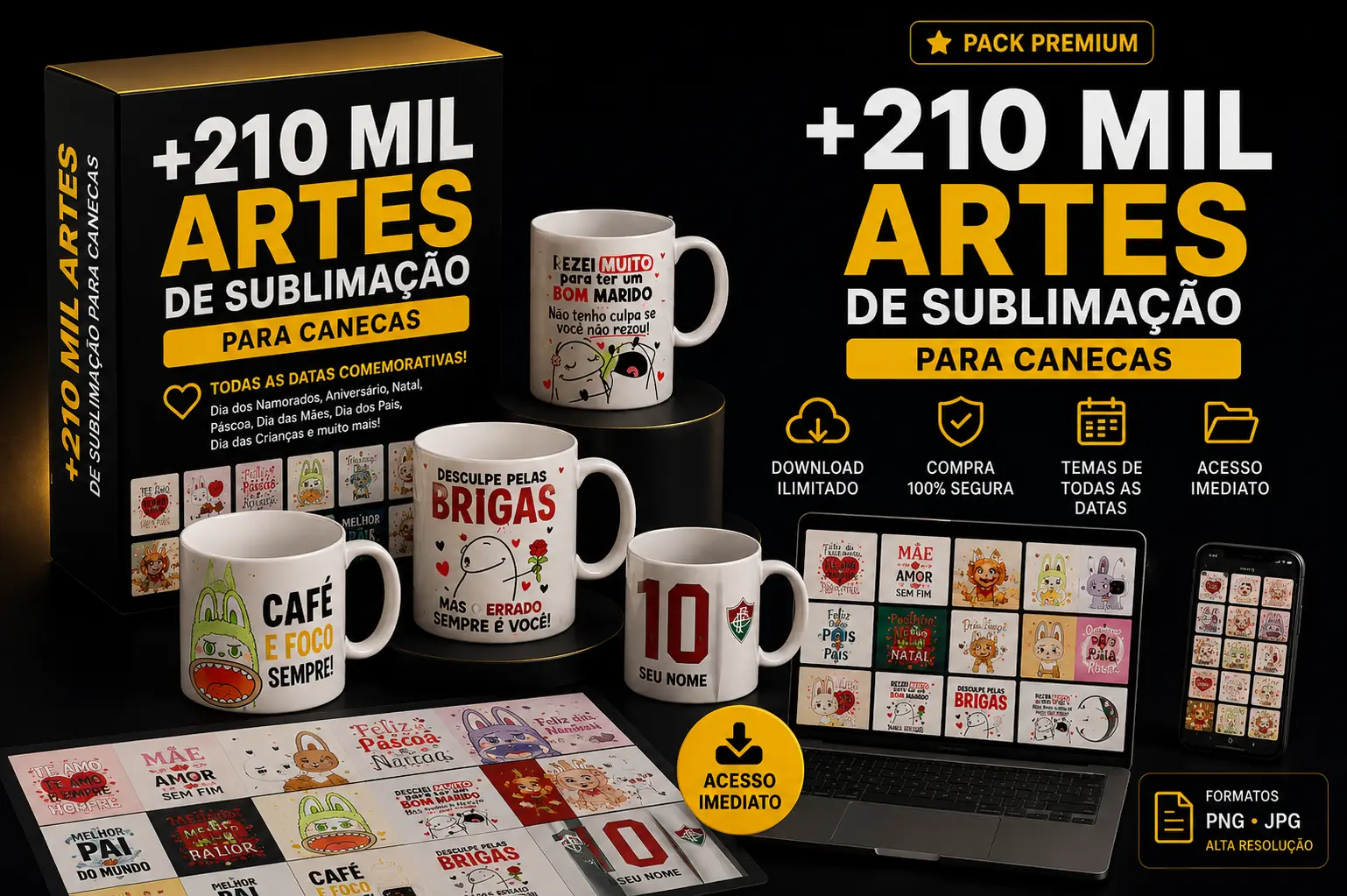 Mockup do pack de artes para sublimação